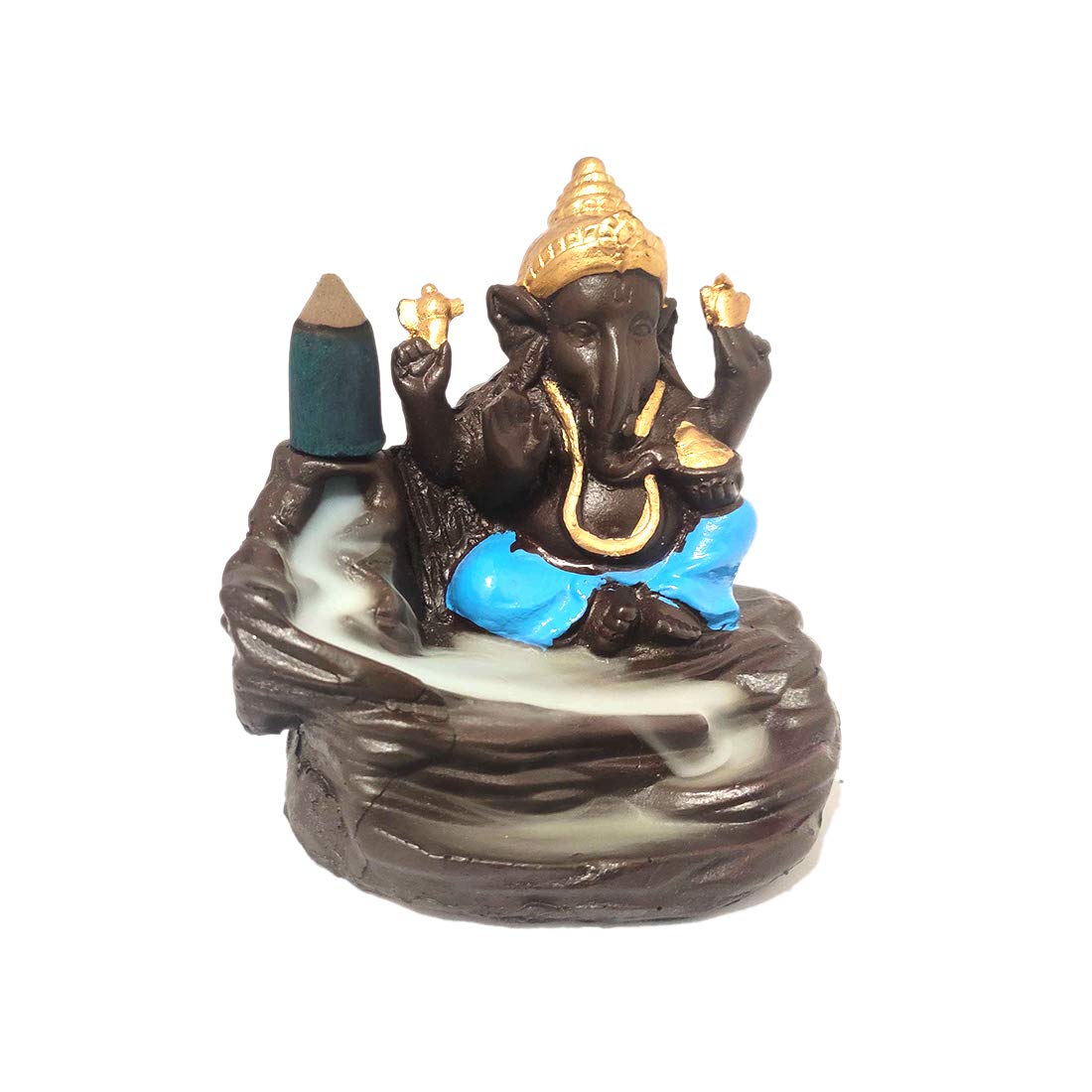 Lord Ganesha Backflow Incense Burner – Resin Smoke Fountain for Home, Office & Meditation